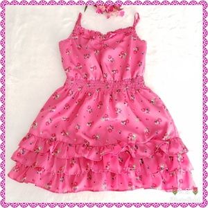 Cherokee Pink Floral Dress Kids L 10/12